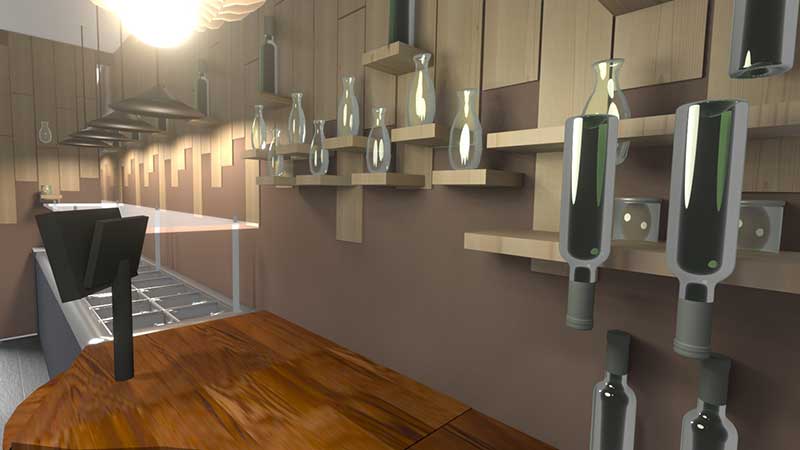 Vue 3D restaurant design asiatique Vietnamien