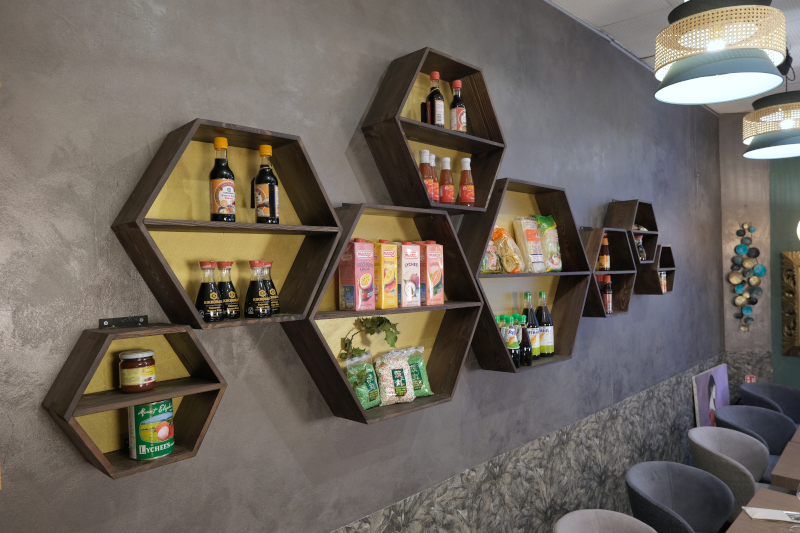 Etagère design mural hexagonal