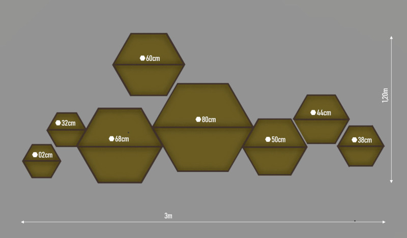 dimension etagere hexagonale