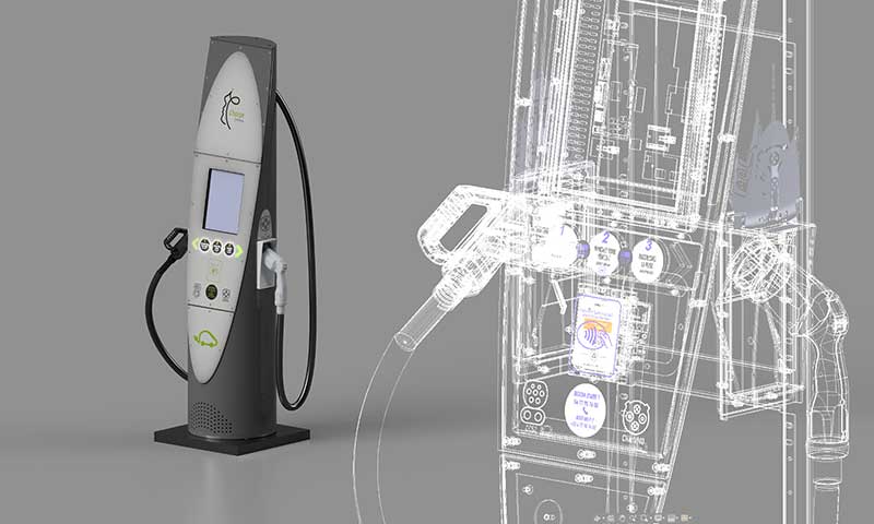 Borne recharge 3D CAO design BenoitBeal