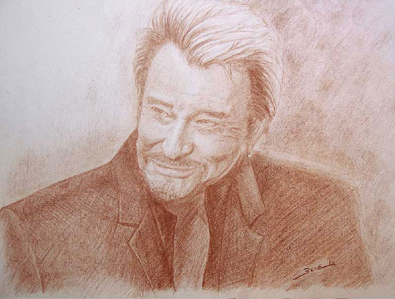 Portrait dessin Johnny Hallyday decembre 2017 par Frédéric Dugit