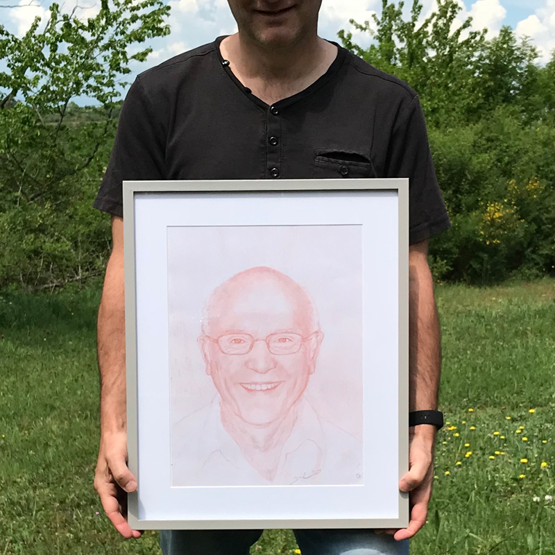 portrait homme dessin sanguine encadré