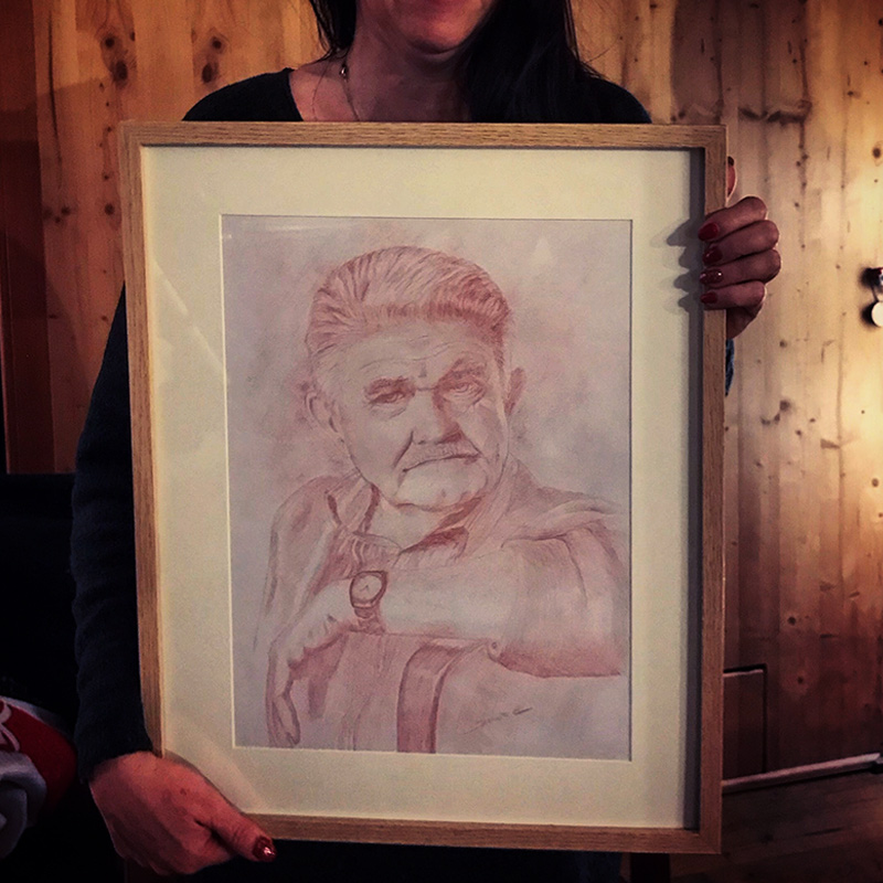 portrait homme dessin sanguine encadré