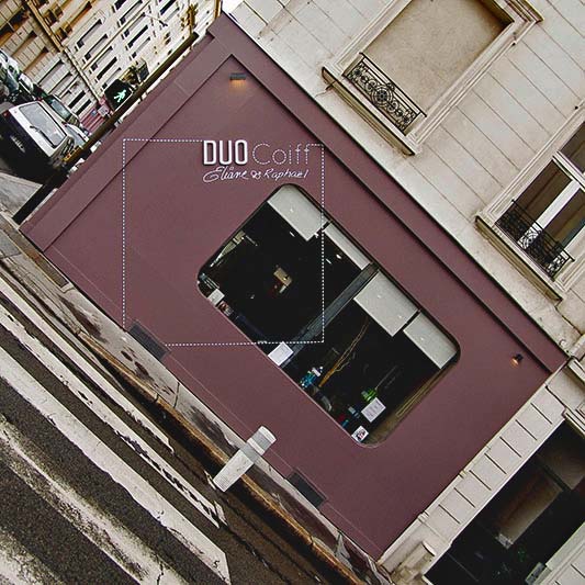 Devanture design commerce salon coiffure