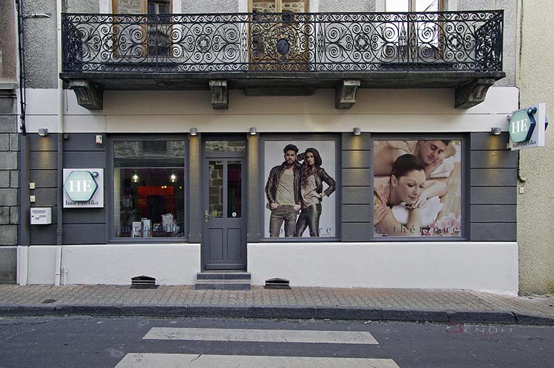 Devanture Design Salon coiffure spa Hair Estetika Retournac