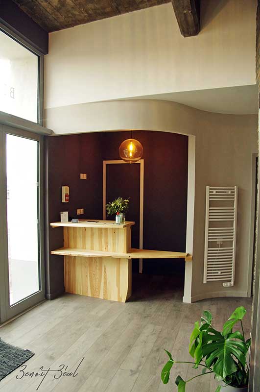 Hall caisse couloir design agencement