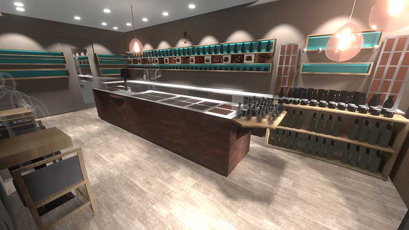 Vue 3D chocolatier design aménagement2